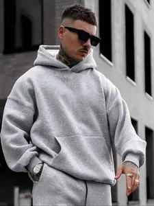 Men's Solid Color Thermal Lined Pocket Hoodie, Casual Regular Fit Long Sleeve Hooded Sweatshirt for Fall & Winter, Men's Clothes for Daily Wear