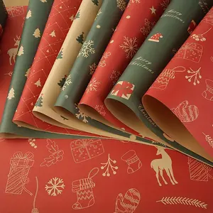 New Christmas Wrapping Paper for Gifts, Thick Kraft Paper in Large Size, Perfect for Wrapping Flowers Presents Christmas Tree Decorations, Festive Snowflake Reindeer Pattern Paper for Holiday Party Gift Wrapping Supplies Decorative