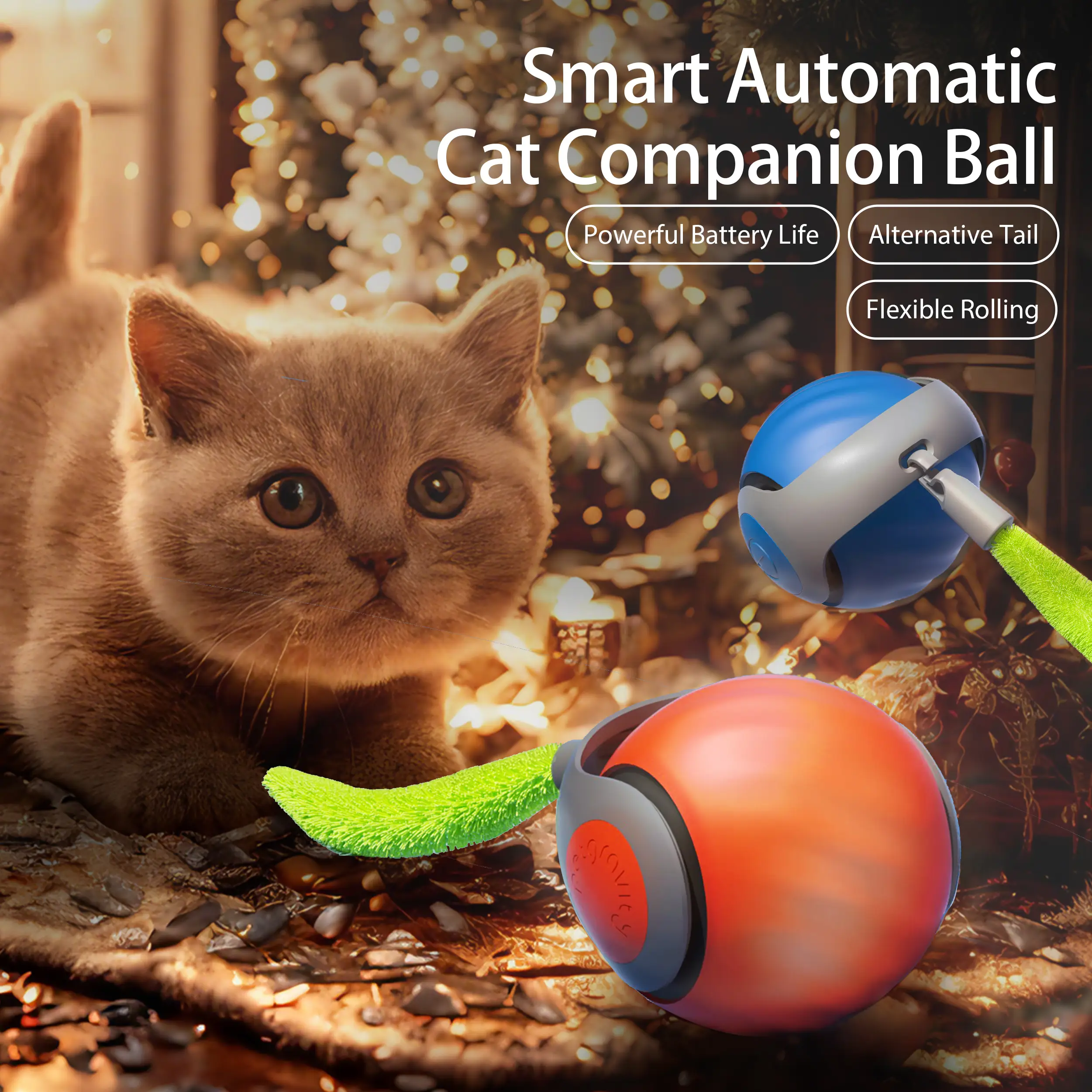 2025 Gift for Pets, Petgravity Speedy Sprint Ball for Toy for Cat,Type-C Rechargeable Interactive Cats Toy,Automatic Cat Teaser Toy,Pet Supplies,New Y