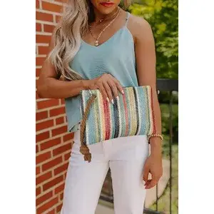 Colorblock Woven Clutch