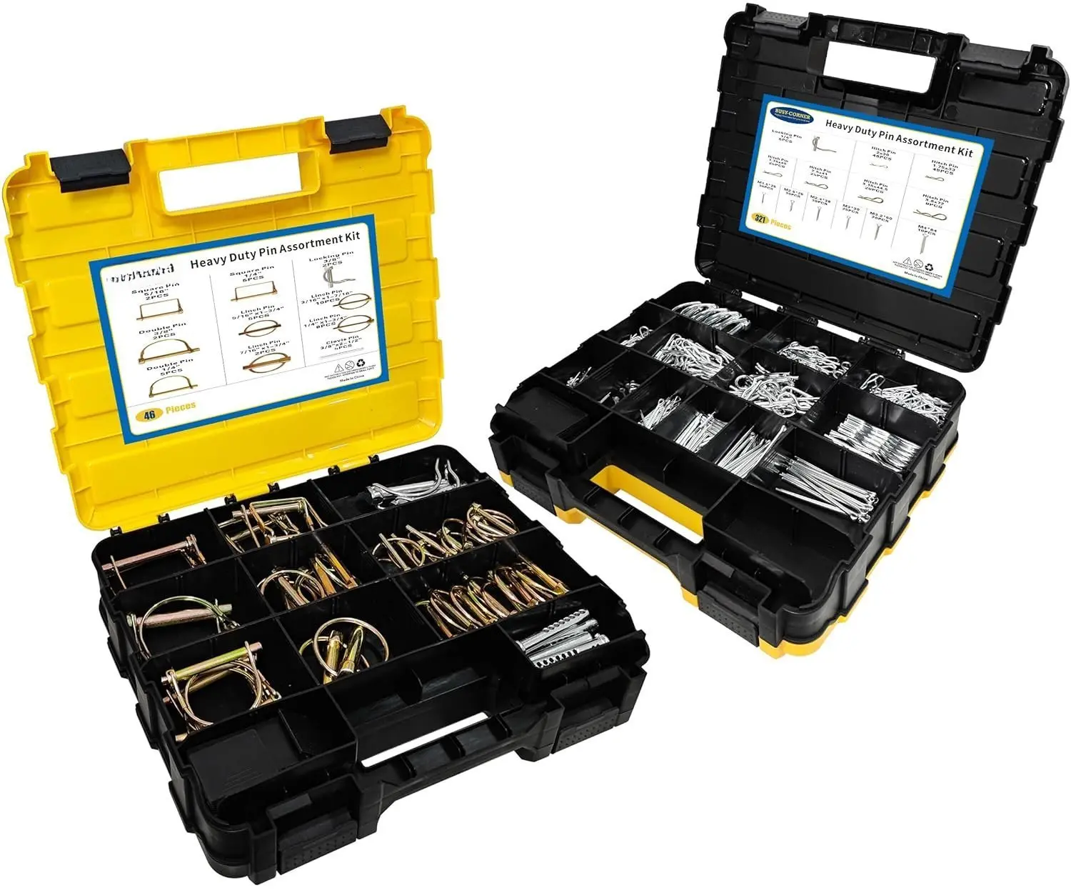 367 count Heavy Duty Pin Assortment Kit, Hitch Pins R Clip PIns/ Hair Pins/ Lynch Pins/ PTO Pins/ Cotter Pins/ Clevis Pins for    Mowers 3 Point Accessories, Farm, Lawn and Garden