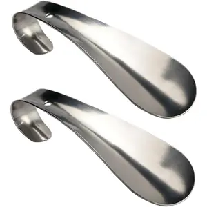 Shoe Horn Long Handle For Seniors,Men,Women, Metal Shoehorn Handled,Long-Handle Shoe Spoon,Boot Horns,For Kids Shoes Stick Helper,6 Inch Travel Small Size Stainless Steel Short Shoe Tongue, 2 Pack