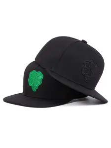 Unisex Four-Leaf Clover Baseball Cap, Embroidered Hat, Adjustable Fitted Sun Hat, Casual Woven Outdoor Travel Beach Vacation Headwear for Men Women