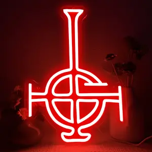 Grucifix Neon Sign Led Signs Ghost Wall Sign Gothic Home Sign Ghost Band Art Music Lover Gifts Gothic Gifts