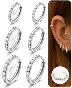 Small Hoop Earrings for Women Men,316L Surgical Steel Hinge Huggie Hoop Earrings fit Cartilage Helix Tragus Sung Conch 1st Lobe Hole Earlobe Lightweight Hypoallergenic Earrings
