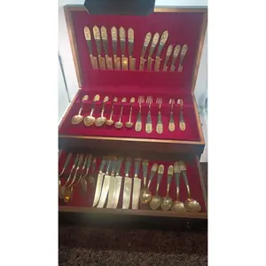 Vintage Siam Thailand Brass and Wood Flatware Set With Box by All Time Finds – Collectibles:Kitchen & Home:Flatware, Knives & Cutlery:Other Flatware & Cutlery