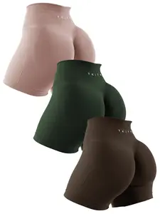 Women's Solid Textured High Waist Sports Shorts, Breathable Comfortable High Stretch Yoga Shorts, Ladies Sportswear for Indoor Outdoor Wear, High Stretch Bottoms