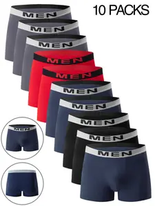 10PCS Mens Underwear Male Boxers Sexy Underpants Comfortable Breathable Fashion Athleisure Boys Panties Underwear Boxershorts Men Athletic Activewear Sportswear