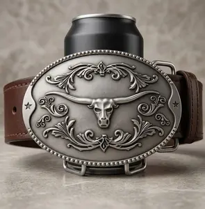 Beer Belt Buckle Bottle Opener – Funny Western Style Metal Waist Buckle with Built-In Beer Opener, Vintage Cowboy Belt Accessory for Parties, Camping, BBQ & Outdoor Drinking, Novelty Gift for Men, Beer Lovers & Country Style Fans