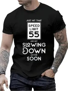 100% Cotton 55th Birthday Idea Speed Limit Sign 55 mph Funny Driving T-Shirt