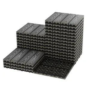 Garvee Weather Resistant Waterproof interlinked Composite Deck Tiles 12x12" – Easy DIY Snap Patio Flooring for Outdoor & Indoor, Balcony, Porch, Poolside, Garden Wall – Grey – 27PCS/set