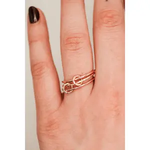 Sparkle Ladder Link Ring, 14K Rose Gold Fill