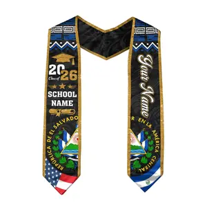 Custom Green White Blue Senior Stole, 2026 Graduation Heritage Sash, Personalized Latin Celebration Graduation Accessory