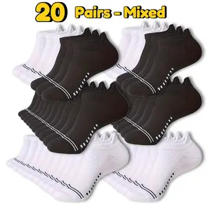 6/20 Pairs Ultra-Comfortable Mesh Sports Terry Socks Cushioned Moisture-managing and Durable Reduces Foot for Running Hiking Cycling Baskateball Men's Women Outdoor Gym Football Socks Anti-slip Short Socks