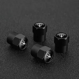 4pcs Car Wheel Tire Valve Caps Dust Cover Accessories, Fits Maserati Quattroporte Granturismo Mc20 Levante Ghibli Grecale President