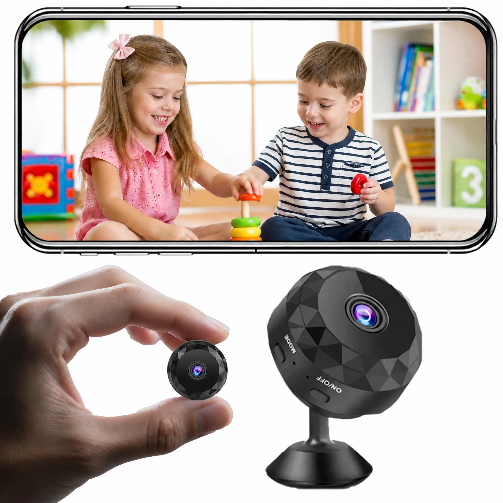 Rechargeable Cordless Lightweight Compact 1080P HD WiFi Security Camera with Magnetic Stand - Easy Connection, Quick Installation, Wireless Indoor Monitoring for Home, Motion Detection