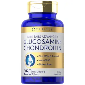 Carlyle Glucosamine Chondroitin MSM Turmeric | 250 Mini Tablets | Non-GMO and Gluten Free