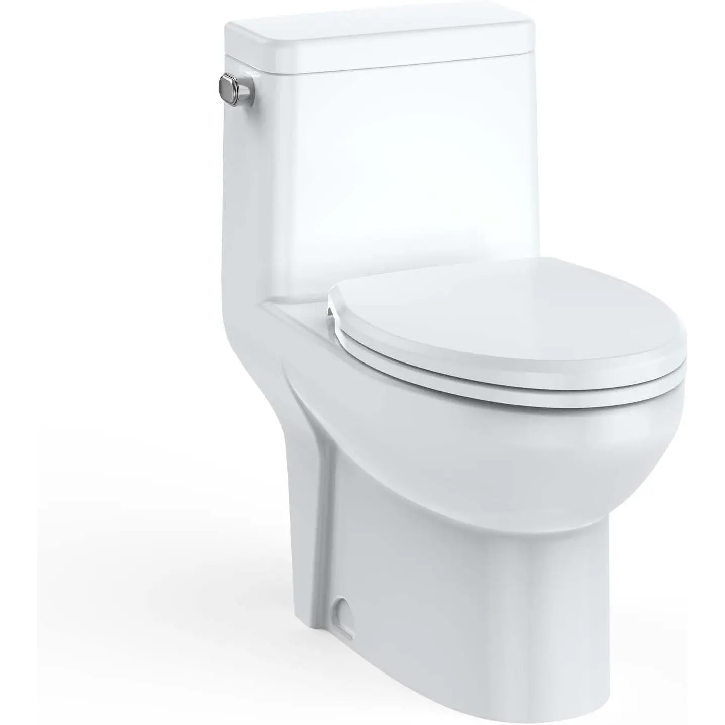 Elongated One Piece Toilet for Bathrooms with Side Flush 4.8L, Ceramic Toilet with V Shape Soft Close Seat, Modern Water Efficient Toilet