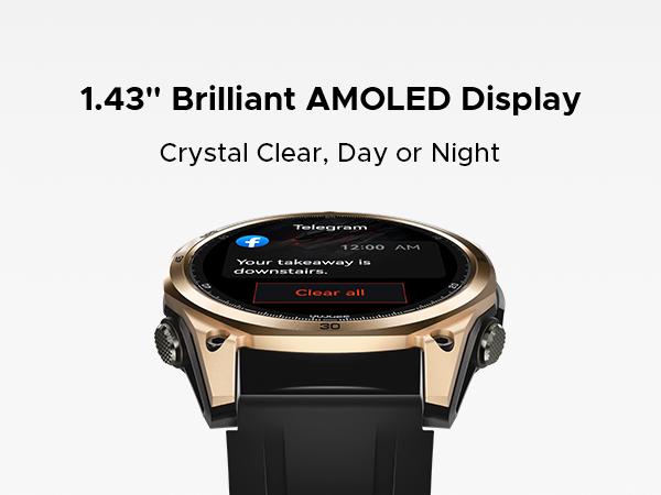 Anywise W1 AI Waterproof Sport Smartwatch, 1.43" AMOLED Touchscreen Display, Dual-Band GPS Smartwatch, 170+ Sports & Fitness Modes, 5ATM Waterproof Smartwatch