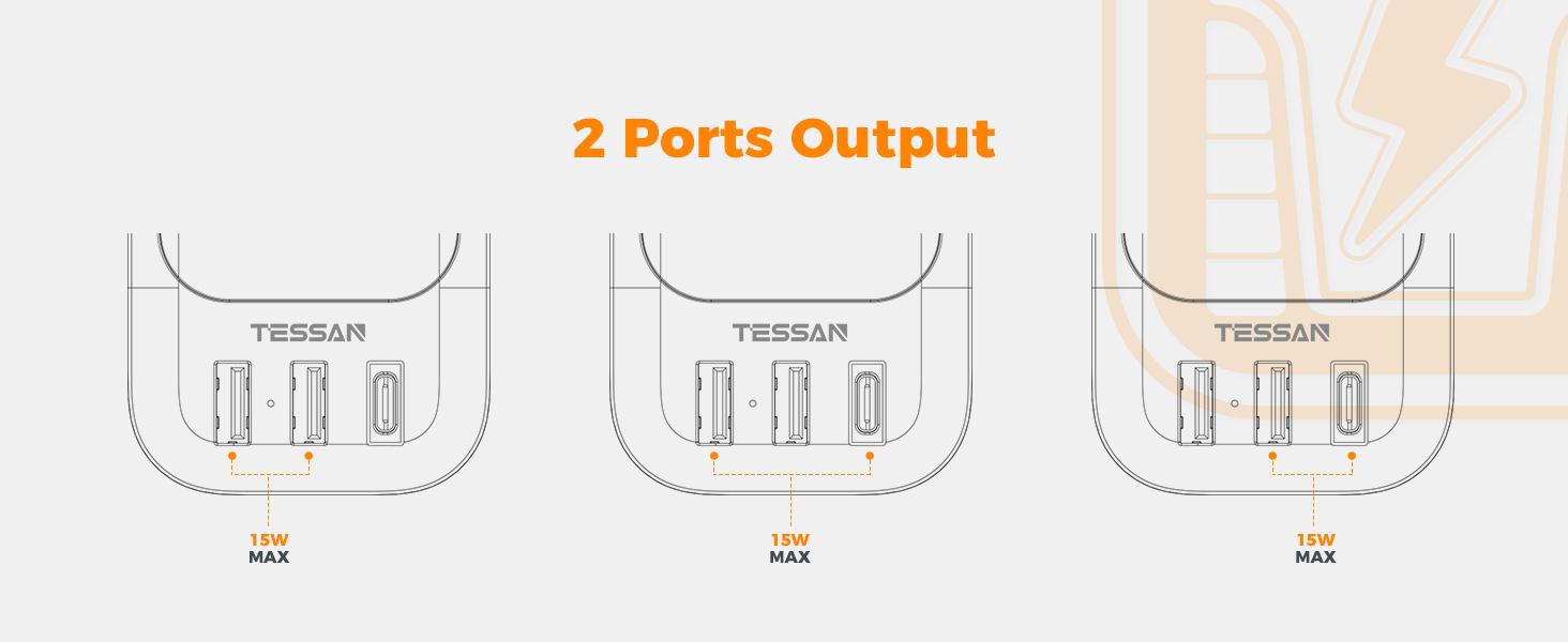 TESSAN Rectangle Universal Socket Travel Plug Adapter - Multiple Outlet Wall Plug, 4 AC Outlets, 3 USB Ports (1 USB-C), 100-250V, for Europe, UK, Australia