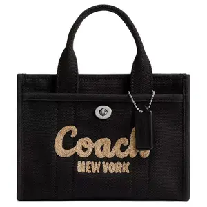 COACH Cargo 20 Small Women's Shoulder Bag with Cursive Logo Embroidery in Canvas and Satin Blend