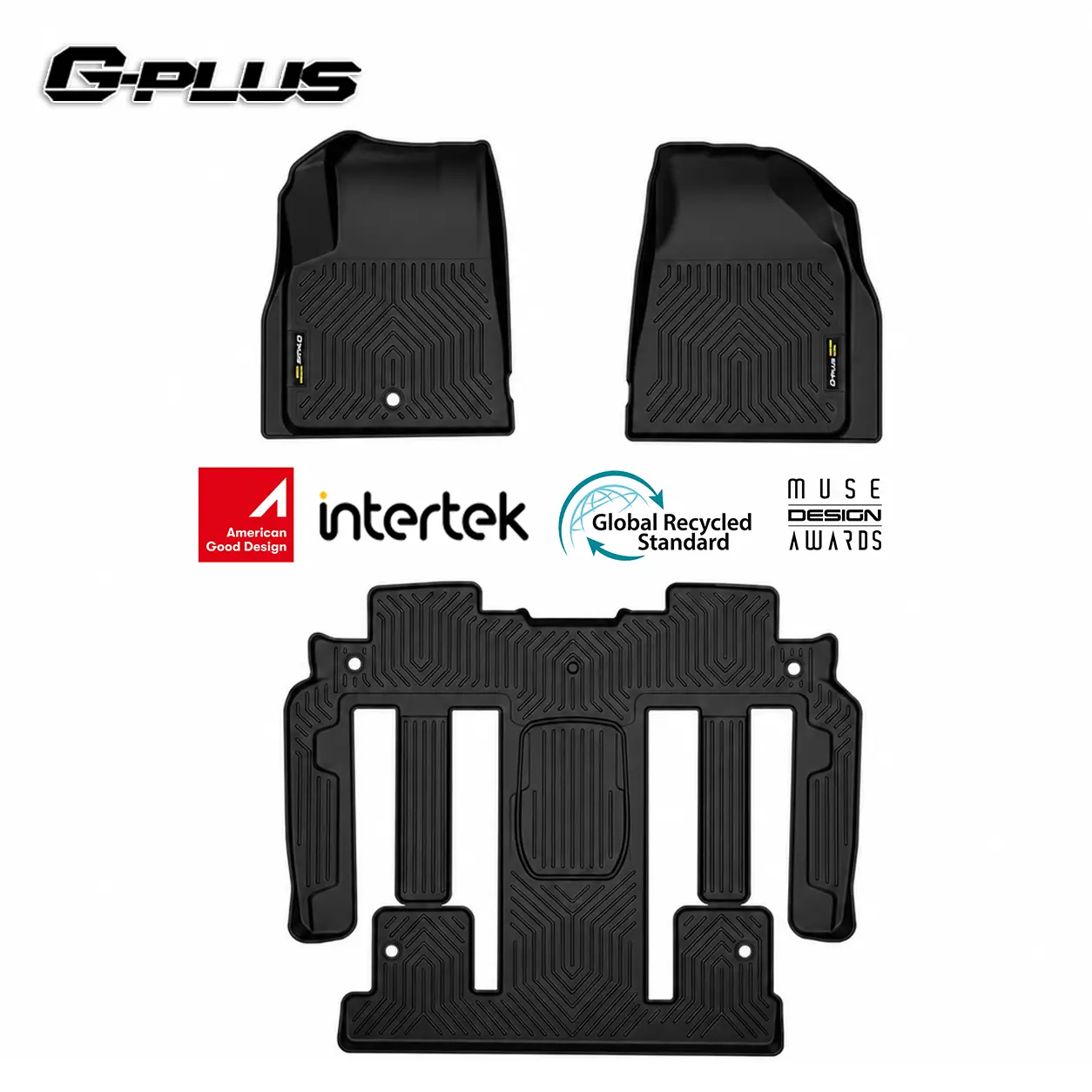G-PLUS Floor Mats Fit Chevy Travers/Buick Enclave/GMC Acadia 2009-2017 | Fit Vehicles with Bucket Seats On 2nd Row Only, All Weather Protection, TPE Custom, Fit Floor Liners Accessories, Black