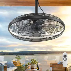 AHAWILL Outdoor Ceiling Fans with Lights, 20'' Gazebo Fan, Plug in Ceiling Fan for Patios, Pergola, Ceiling Fan with Remote Control, Hanging with Hook
