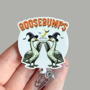 Glitter My Badge Halloween goose badge reel for nurse and hospital workers. Badge clip Badge pull - Retractable swivel clip with a 360 rotation. Great gift for coworker.