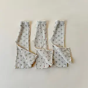 Waffle Floral Flare Pants