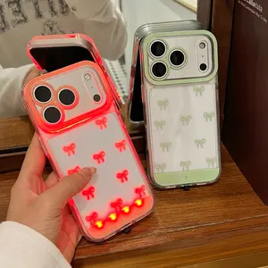 1pcs Vibrant LED bow phone case, suitable for iPhone x/11/12/13/14/15/16/17 Pro/Pro Max/Plus, fashionable protective case, unique design suitable for daily use, protective shell