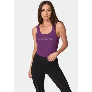 Bebe Logo Double Strap Single Stone Rib Top