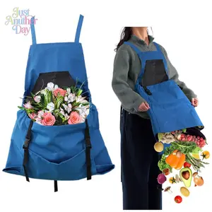 Multi-Purpose Harvest Apron with Large Pocket Blue Gardening and Fruit Picking Apron Durable Canvas Design Perfect for Collecting Flowers Vegetables and Fruits Adjustable Straps for Comfortable Fit Essential Gardening Tool and Accessory Ideal Gift for Gar
