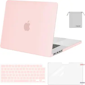MOSISO Compatible with MacBook Pro 16 inch Case M5 2026 M4 2025 M3 M2 M1 2024-2021 A3429 A3428 A3403 A3186 A2991 A2780 A2485, Protective Hard Shell&Keyboard Cover&Screen Film&Pouch, Chalk Pink