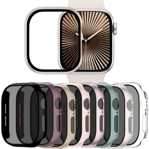 Privacy Case for Apple Watch Series 10 42mm Screen Protector, Anti-Spy Cover for iWatch Series 11 10 42 mm, 8 Pack, Black Clear Pink Starlight Rose Pink Pine Green Milk Tea Smoke Violet-USA