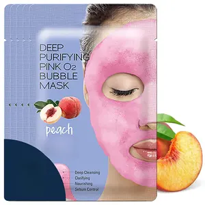 Deep Purifying Pink O2 Bubble Mask Peach (5 Pack) – Bubble Face Sheet Mask for Purifying & Moisturizing
