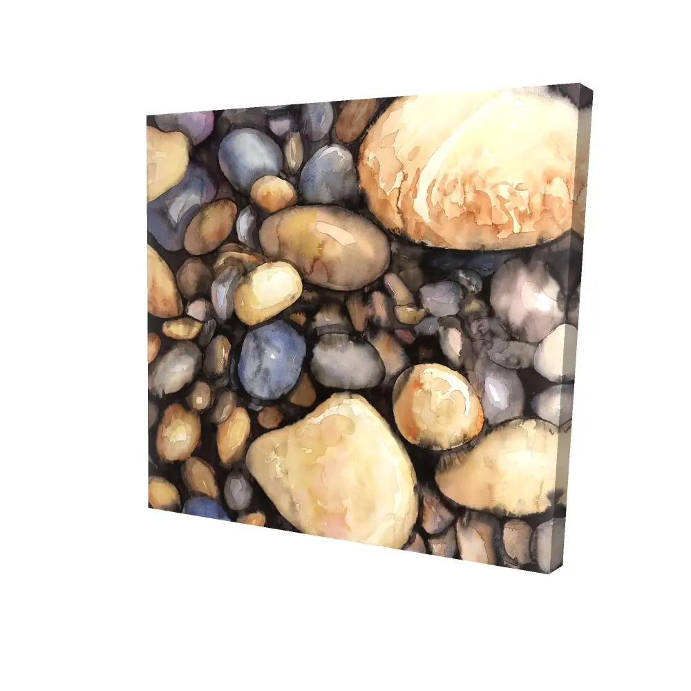 Begin Home Decor 2080-2424-LA149 24 x 24 in. Small Pebbles Blue Marine Canvas - Home Decor Wall Art