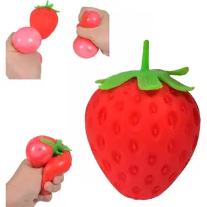 Strawberry Squishies Stress Ball for Adults – Slow Rising Squeezable Fruit Fidget Toy, Soft Fidget Ball, Portable Desk Accessory & Party Favor (1 pc)
