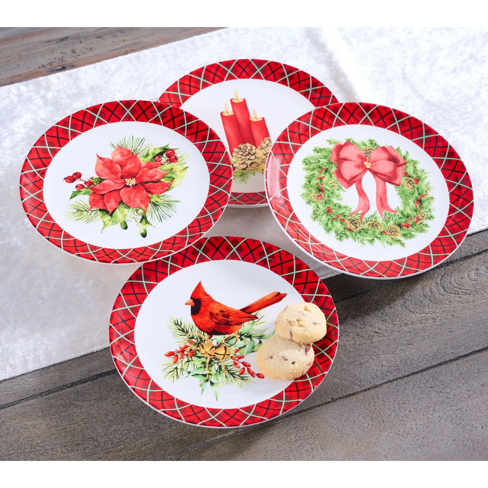 Set of 4 8" Holiday Ceramic Plates by Valerie Set of 4 8" Holiday Ceramic Plates by Valerie