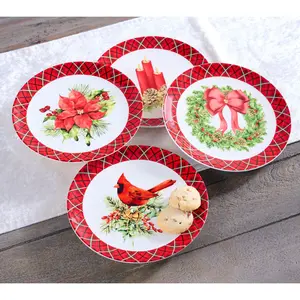 Set of 4 8" Holiday Ceramic Plates by Valerie