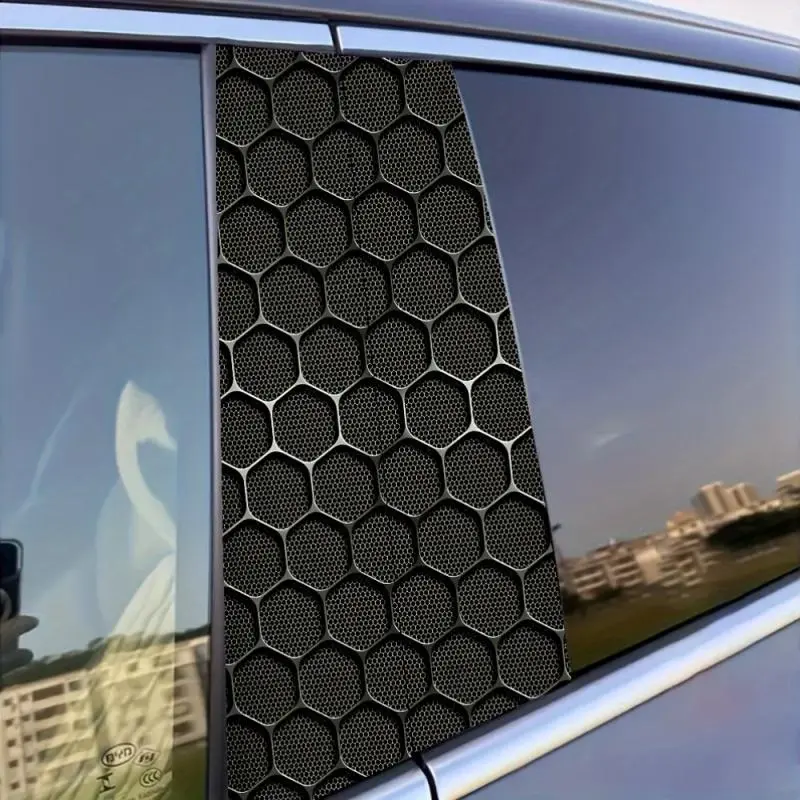 Honeycomb Pattern Car B-pillar Sticker, 2 Counts/set Car Window Decorative Sticker, Car Door Modification Sticker, Car Exterior Accessories, Car Decoration, Car Stickers