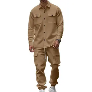 Men's Fleece Lined Workwear Set, Outdoor Hunting Jacket & Hoodie, Loose Fit Warm Two-Piece, Cold Weather Clothing for Men