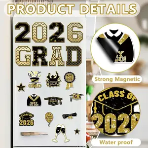 Trendy Class Of 2026 Graduation Fridge Magnets Strong Magnetic Decorative Stickers Waterproof Home Party Decor Variations