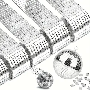 YITAP Self-Adhesive Silver Mirror Tile, 2 Rolls of Mirroring Mosaic Pieces, Square Mini Stickers for Handicrafts and Home Decoration, Self Adhesive Tiles, Stick On Backsplash