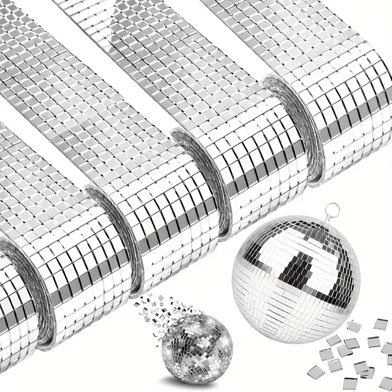 YITAP Self-Adhesive Silver Mirror Tile, 2 Rolls of Mirroring Mosaic Pieces, Square Mini Stickers for Handicrafts and Home Decoration, Self Adhesive Tiles, Stick On Backsplash