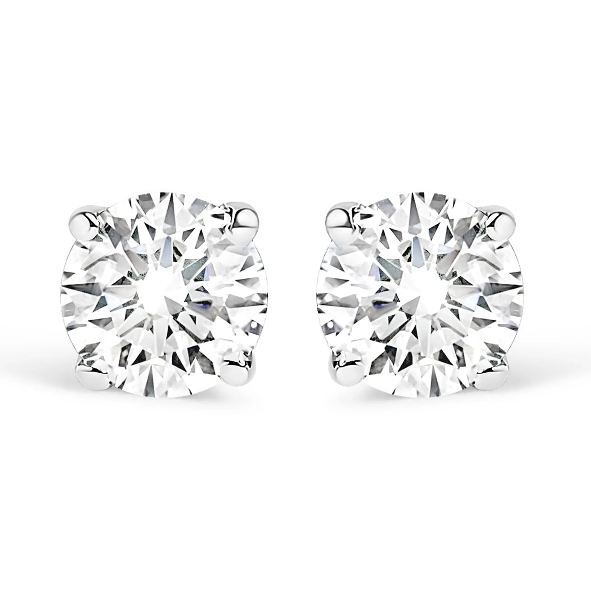 14K White Gold Round Cut Diamond Solitaire Stud Earrings (1/2 cttw, H-I Color, SI1-SI2 Clarity)