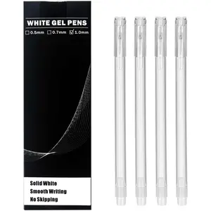 White Gel Pens - 1.0mm Gel Ink Pens for Black Paper Drawing, Smooth Ink Flow, High Opacity, Quick Drying Fine Tip, White Pen for Detailing, Journaling, Highlighting - Gel Pens for Coloring, 4 Pack