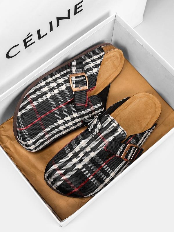 Unisex Soft Wood Insole Slippers, Round Toe Design, Adjustable Buckle, Comfortable for Men and Women, Classic All-Season Outdoor Beach Shoes, Casual Shoes Clogs