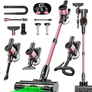 10-in-one Cordless Vacuum Cleaner with 10 Attachments & Digital Display - Pink