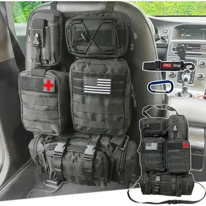 6 Pack Tactical Molle Car Seat Back Organizer Tactical Vehicle Panel with 5 Detachable Molle Pouch for Car Truck Ford Jeep Vehicle,US Patch Automotive Orga