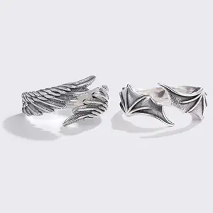 Retro Angel Demon Wings Creative Ring For Men Women Punk Gothic Open Ring Handmade Unisex Jewelry Accessories Gift For Lovers #VHH